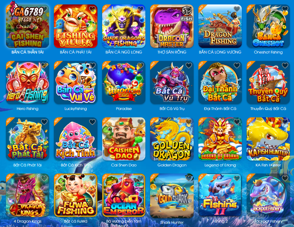 Sảnh bắn cá đổi thưởng tại nhà cái GA6789